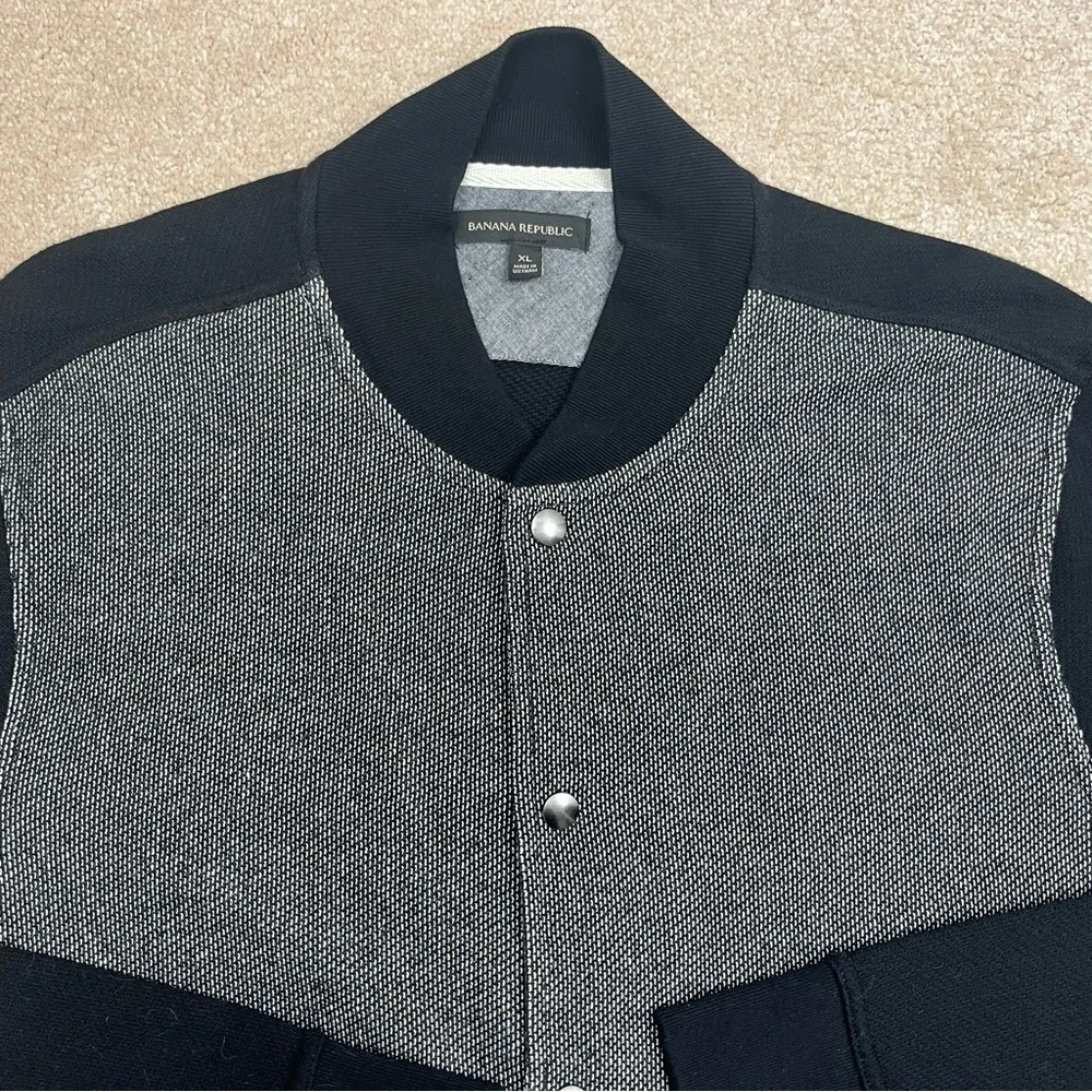 Banana Republic Jacket XL Black Snap Button Lightweight Bomber Style Preppy Men - Picture 3 of 15
